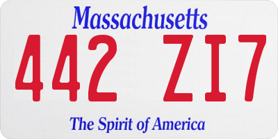 MA license plate 442ZI7