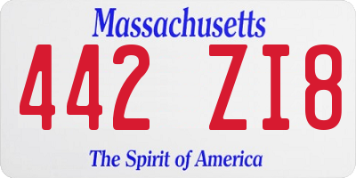 MA license plate 442ZI8