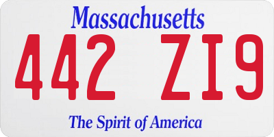 MA license plate 442ZI9