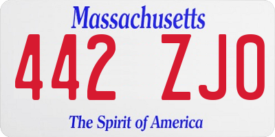 MA license plate 442ZJ0