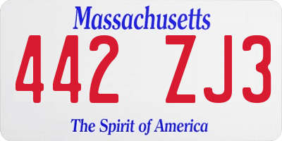 MA license plate 442ZJ3