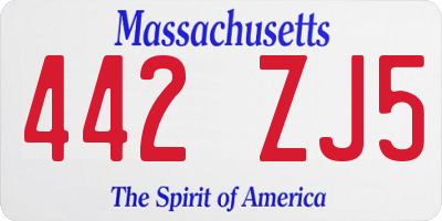 MA license plate 442ZJ5
