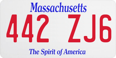 MA license plate 442ZJ6