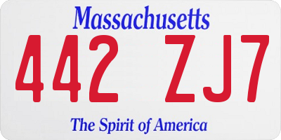 MA license plate 442ZJ7