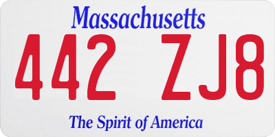MA license plate 442ZJ8