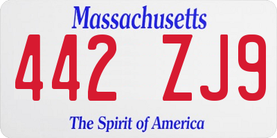 MA license plate 442ZJ9