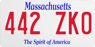 MA license plate 442ZK0
