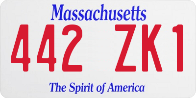MA license plate 442ZK1