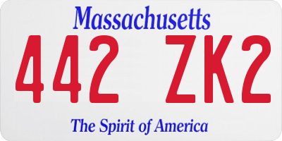 MA license plate 442ZK2