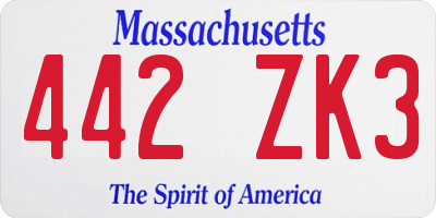 MA license plate 442ZK3