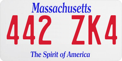 MA license plate 442ZK4