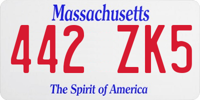 MA license plate 442ZK5