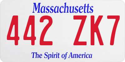 MA license plate 442ZK7