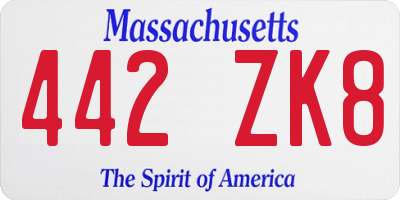 MA license plate 442ZK8