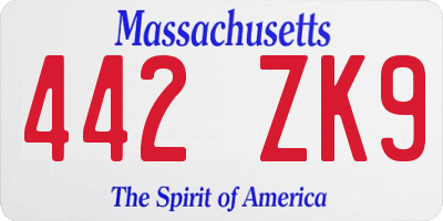 MA license plate 442ZK9
