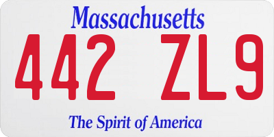 MA license plate 442ZL9