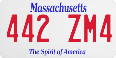 MA license plate 442ZM4