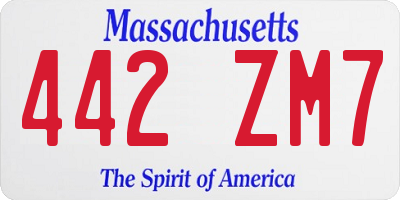 MA license plate 442ZM7