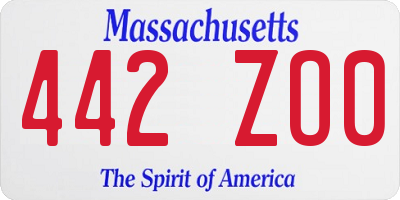 MA license plate 442ZO0