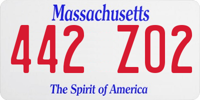 MA license plate 442ZO2