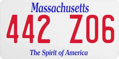 MA license plate 442ZO6
