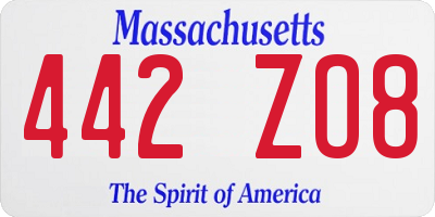 MA license plate 442ZO8