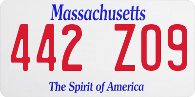 MA license plate 442ZO9