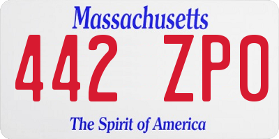 MA license plate 442ZP0