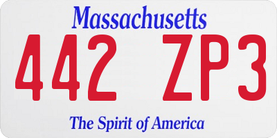 MA license plate 442ZP3