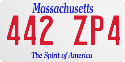MA license plate 442ZP4