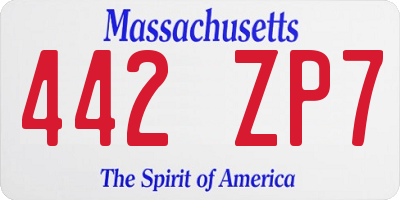 MA license plate 442ZP7