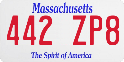 MA license plate 442ZP8