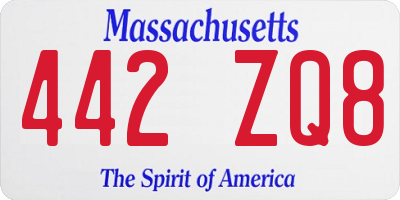 MA license plate 442ZQ8