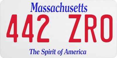 MA license plate 442ZR0