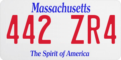 MA license plate 442ZR4