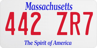 MA license plate 442ZR7