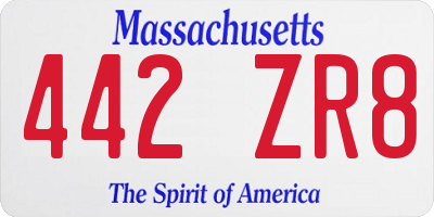 MA license plate 442ZR8