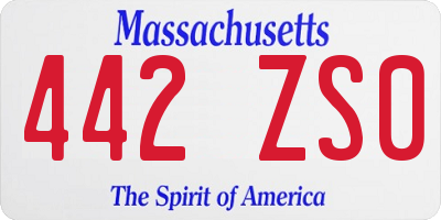 MA license plate 442ZS0