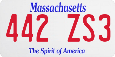 MA license plate 442ZS3