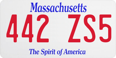 MA license plate 442ZS5