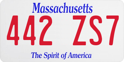 MA license plate 442ZS7