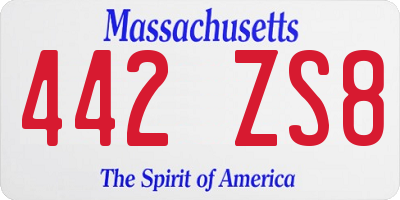 MA license plate 442ZS8