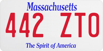 MA license plate 442ZT0