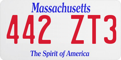 MA license plate 442ZT3
