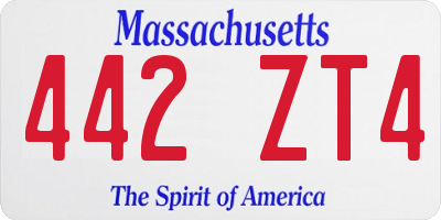 MA license plate 442ZT4