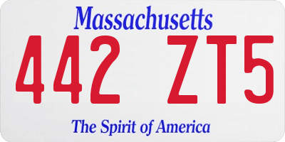 MA license plate 442ZT5