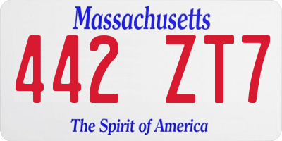 MA license plate 442ZT7