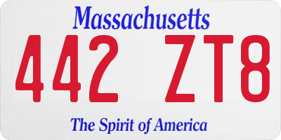 MA license plate 442ZT8