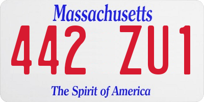 MA license plate 442ZU1
