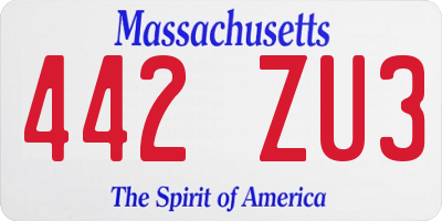 MA license plate 442ZU3